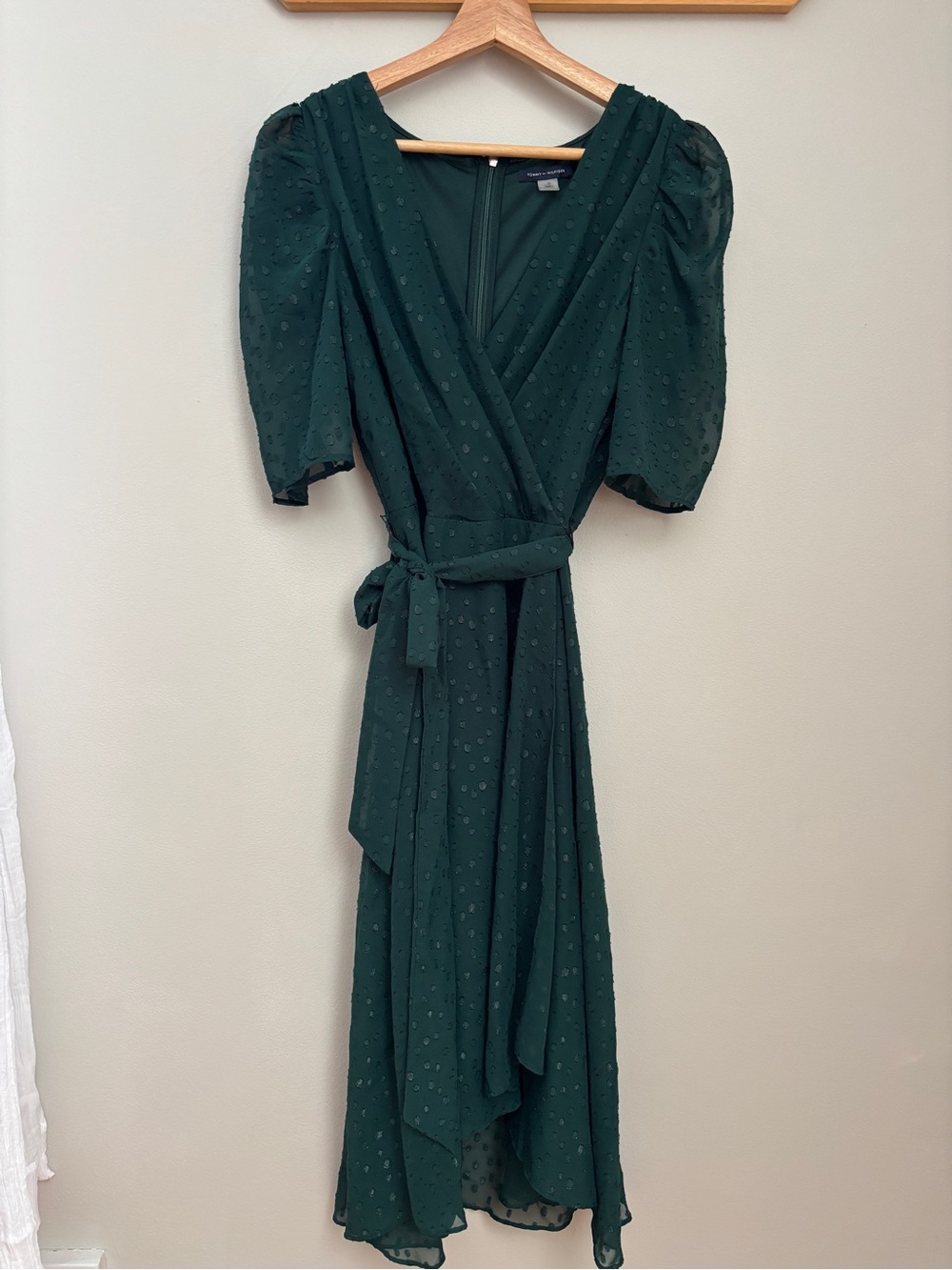 Tommy Hilfiger Deep Forest Green Wrap Midi Dress